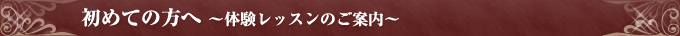初めての方へ（体験レッスンのご案内
